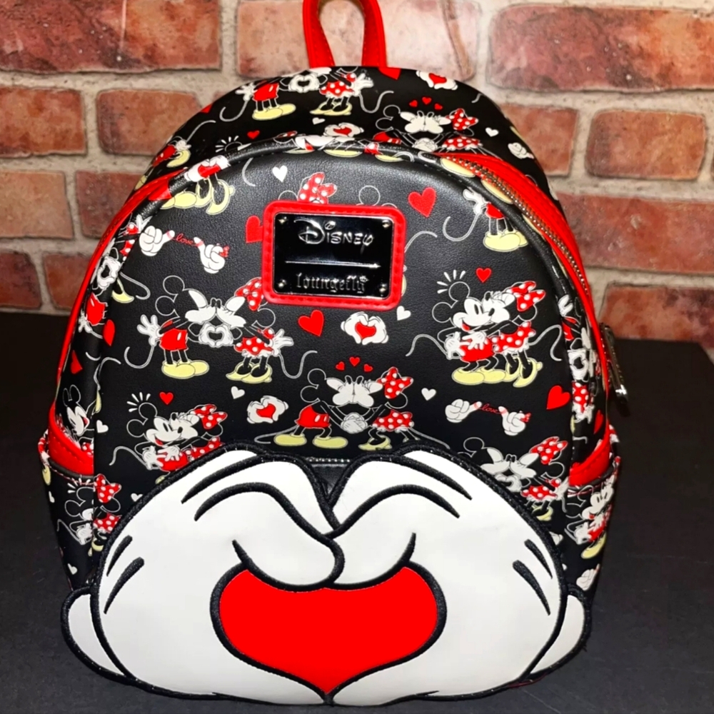 Loungefly Minnie & Mickey Heart Hands Mini Backpack BRAND NEW W/TAGS.Never used!